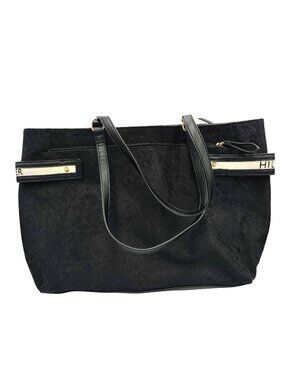 Tommy Hilfiger Black Tote Bag Women Shoulder Purse Zip Top Large Classic